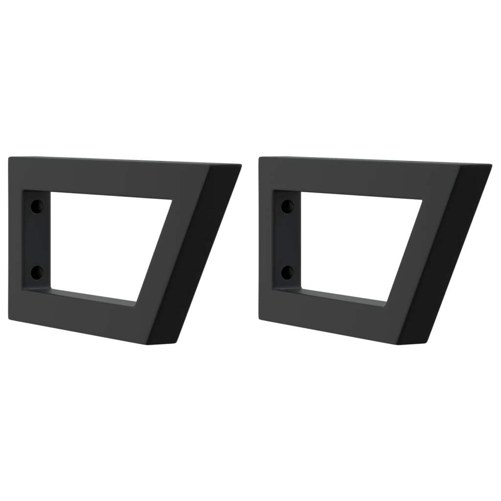 Basin Shelf Wall Mounted Steel and Solid Wood Oak Trapezium Height 2.5 cm Width 80 cm Dark brown and black
