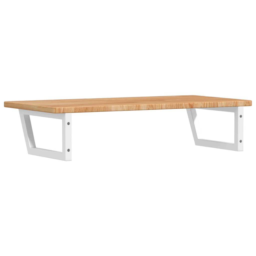 Basin Shelf Wall Mounted Steel and Solid Wood Oak Trapezium Height 2.5 cm Width 100 cm Light brown and white 50 cm