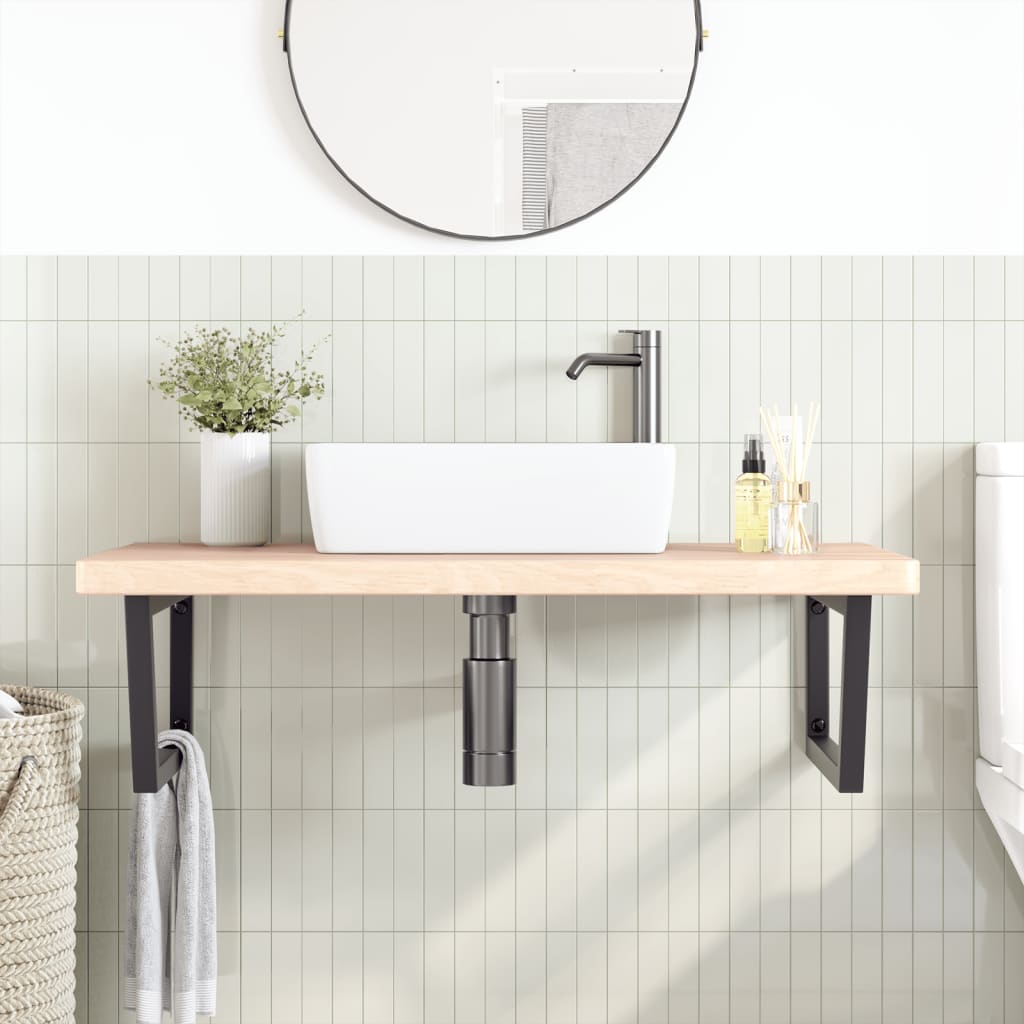 vidaXL Basin Shelf Wall Mounted Steel and Solid Wood Oak 3