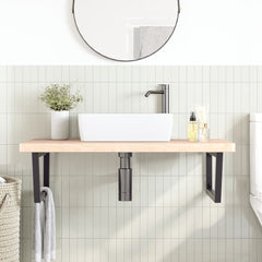 vidaXL Basin Shelf Wall Mounted Steel and Solid Wood Oak 3