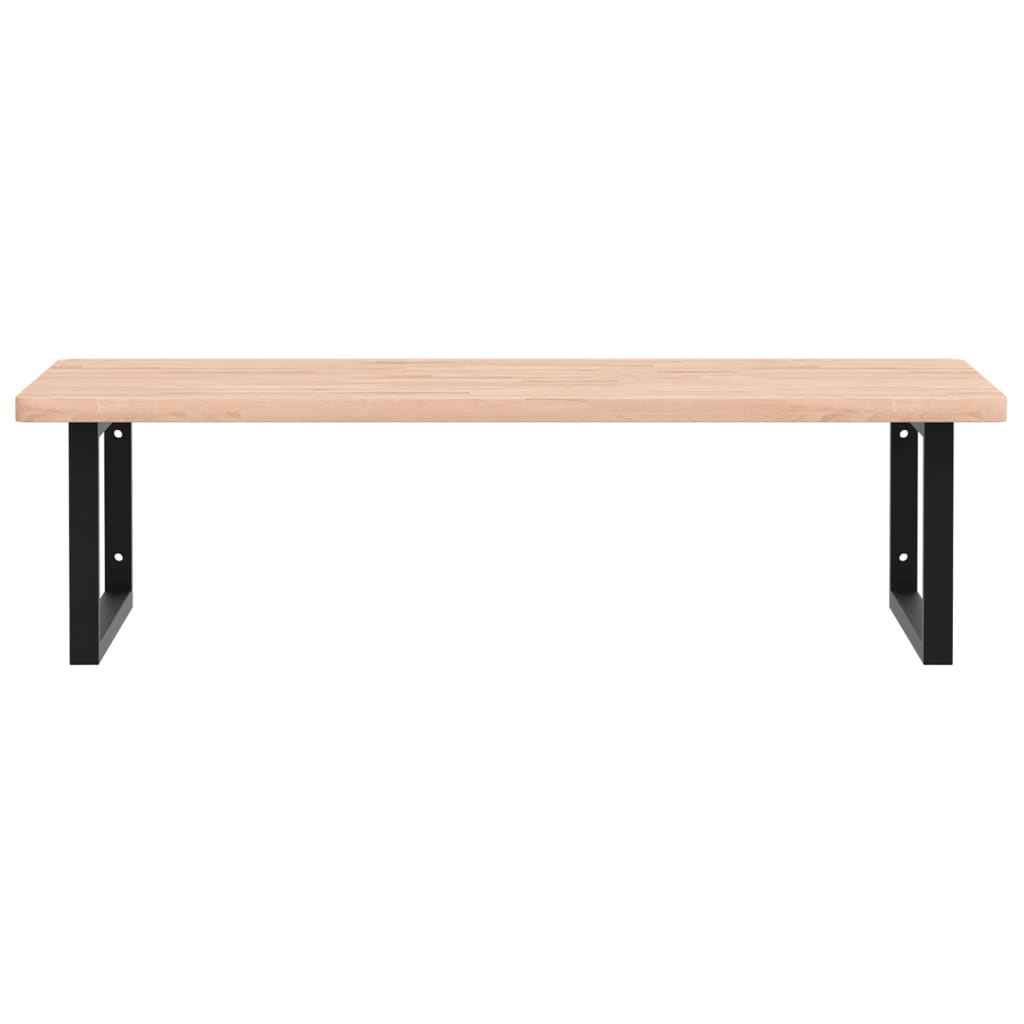 Basin Shelf Wall Mounted Steel and Solid Wood Beech Rectangular Height 2.5 cm Brown and black 100 cm 60 cm