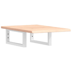 Basin Shelf Wall Mounted Steel and Solid Wood Oak Rectangular Depth 60 cm Brown and white