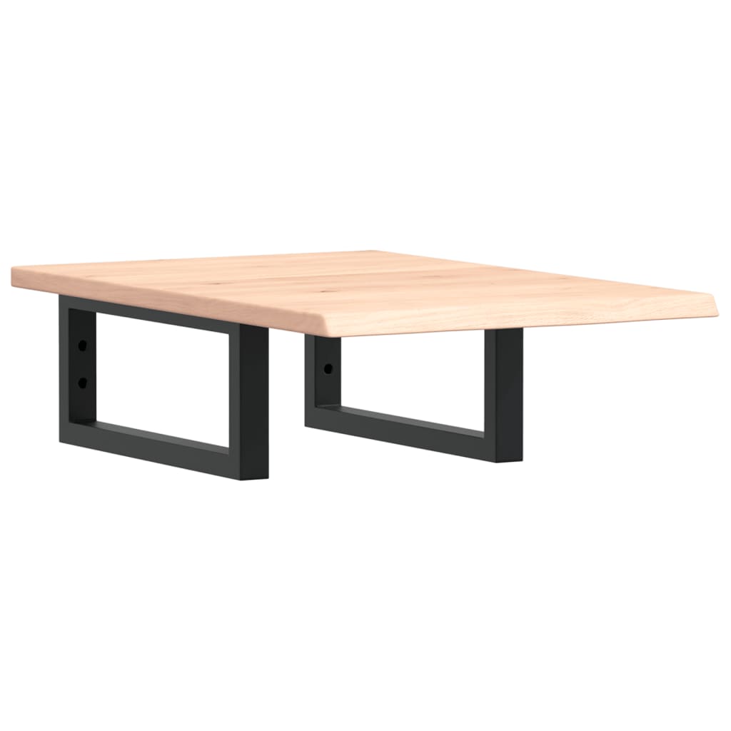 Basin Shelf Wall Mounted Steel and Solid Wood Oak Rectangular Depth 60 cm Brown and black
