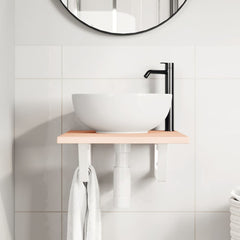 vidaXL Basin Shelf Wall Mounted Steel and Solid Wood Oak 3