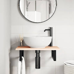 vidaXL Basin Shelf Wall Mounted Steel and Solid Wood Oak 3