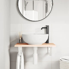 vidaXL Basin Shelf Wall Mounted Steel and Solid Wood Oak 3