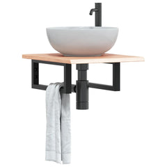 vidaXL Basin Shelf Wall Mounted Steel and Solid Wood Oak Rectangular Depth 50 cm Width 40 cm