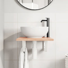 vidaXL Basin Shelf Wall Mounted Steel and Solid Wood Oak 3