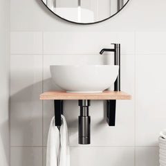 vidaXL Basin Shelf Wall Mounted Steel and Solid Wood Oak 3