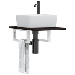 vidaXL Basin Shelf Wall Mounted Steel and Solid Wood Oak Rectangular Depth 60 cm