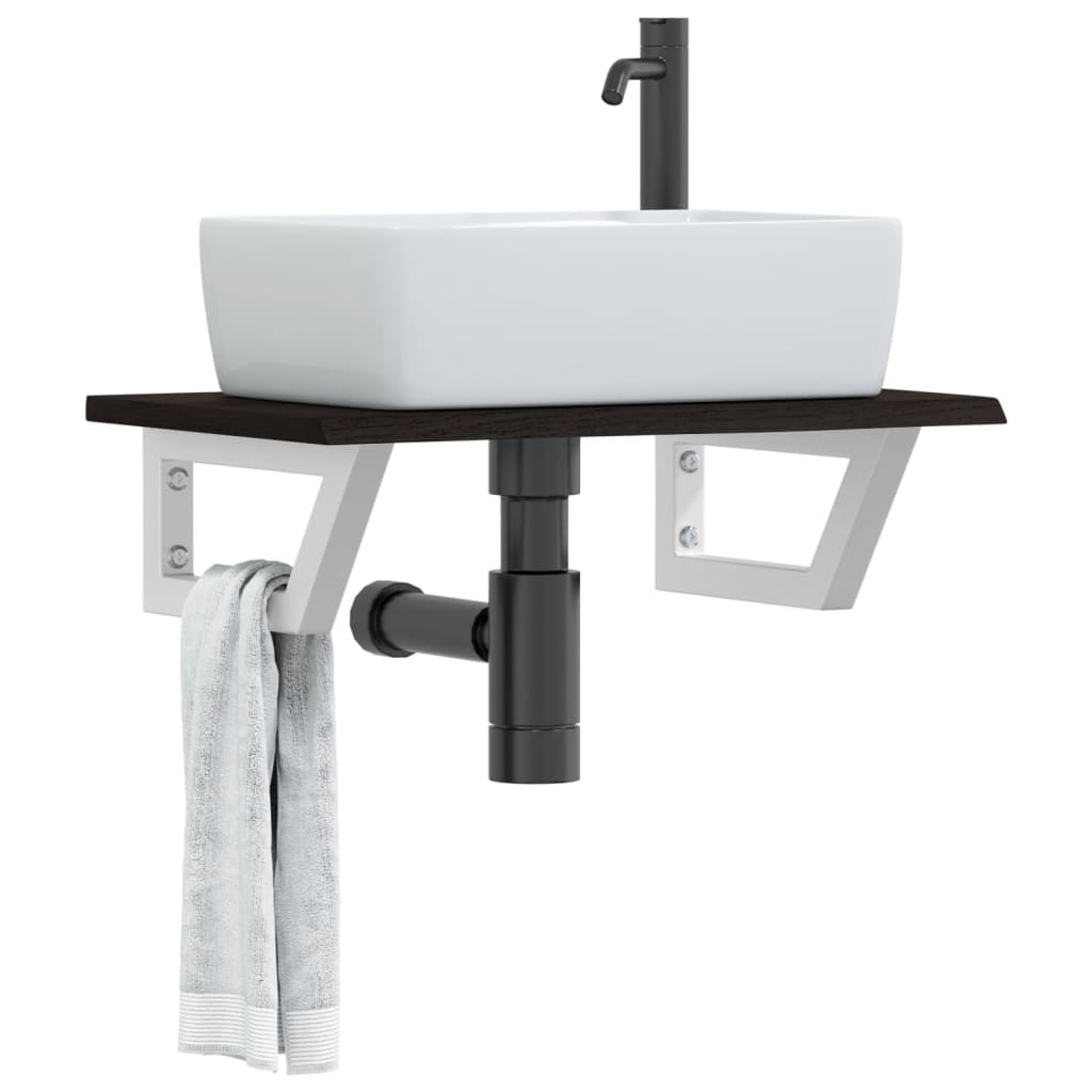 vidaXL Basin Shelf Wall Mounted Steel and Solid Wood Oak 1