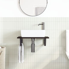 vidaXL Basin Shelf Wall Mounted Steel and Solid Wood Oak 3