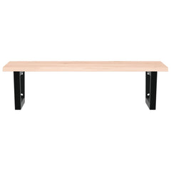 Basin Shelf Wall Mounted Steel and Solid Wood Oak Trapezium Depth 50 cm Width 80 cm Brown and black