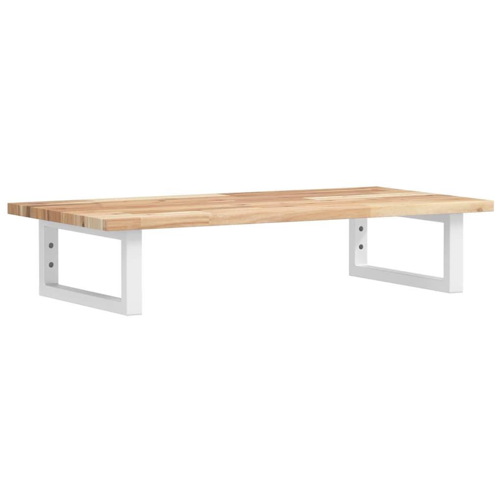 Basin Shelf Wall Mounted Steel and Solid Wood Acacia Rectangular Height 2 cm Brown and White 60 cm