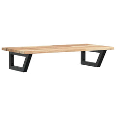 Basin Shelf Wall Mounted Steel and Solid Wood Acacia Trapezium Height 2 cm Brown and black 60 cm