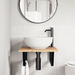 vidaXL Basin Shelf Wall Mounted Steel and Solid Wood Acacia 3