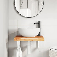 vidaXL Basin Shelf Wall Mounted Steel and Solid Wood Acacia 3