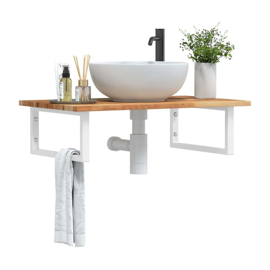 Basin Shelf Wall Mounted Steel and Solid Wood Acacia