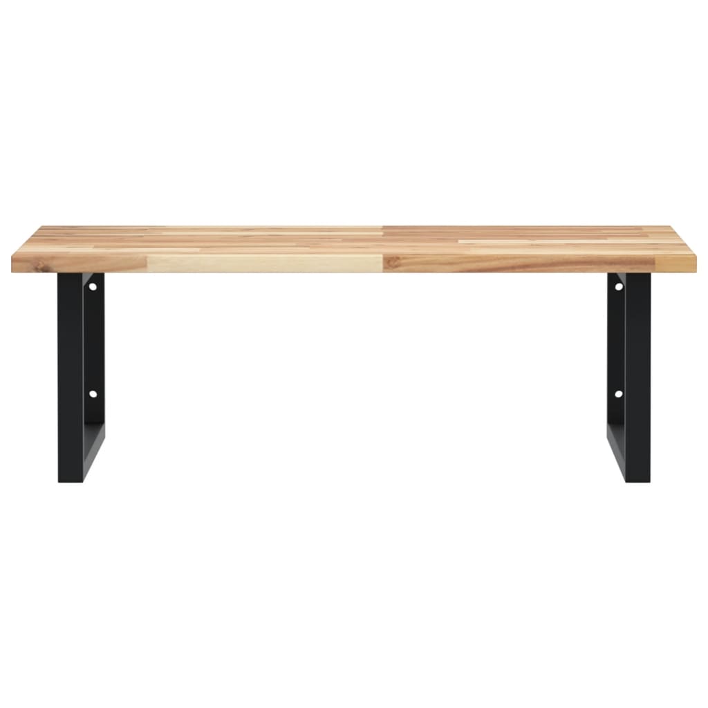 Basin Shelf Wall Mounted Steel and Solid Wood Acacia Rectangular Depth 60 cm Brown and black 80 cm 2 cm