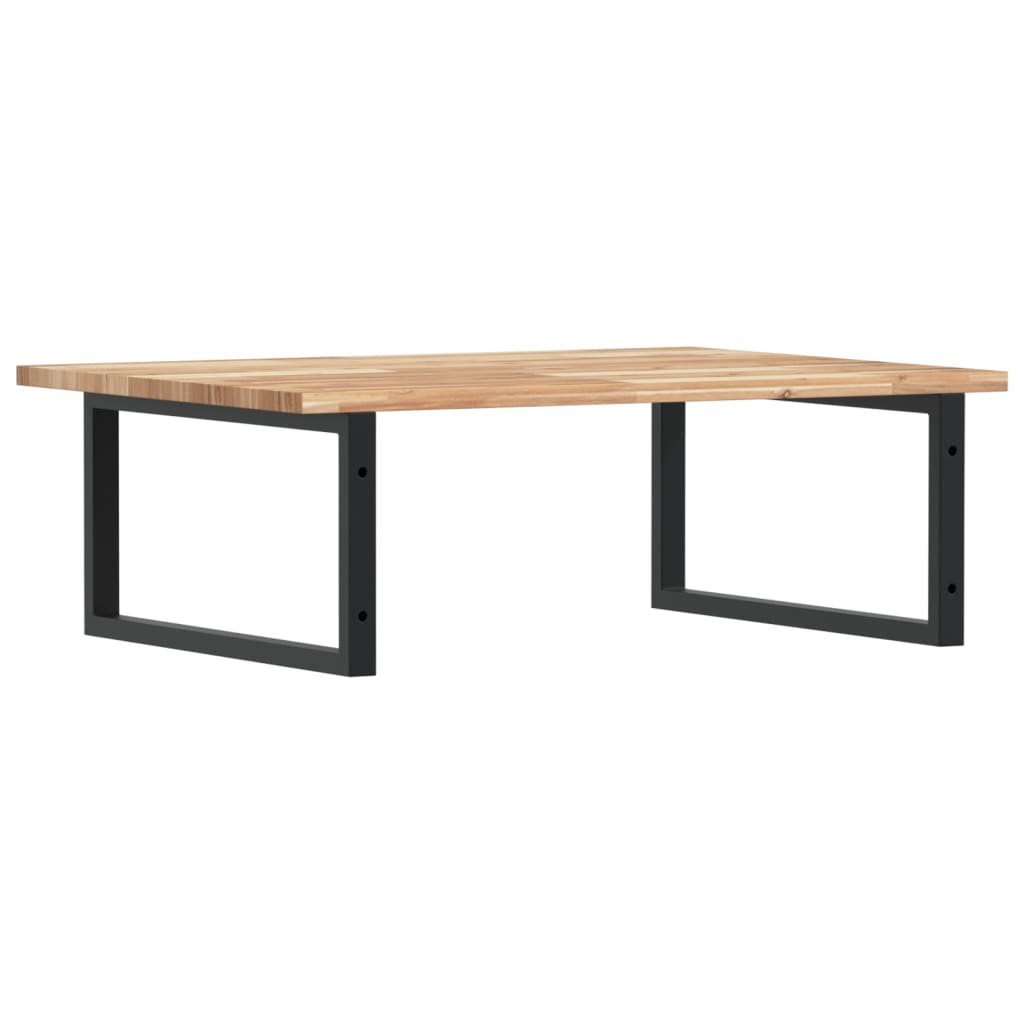 Basin Shelf Wall Mounted Steel and Solid Wood Acacia Rectangular Depth 60 cm Brown and black 80 cm 2 cm