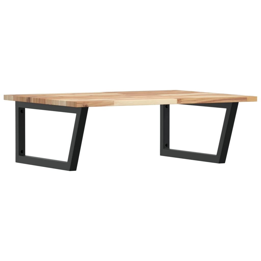 Basin Shelf Wall Mounted Steel and Solid Wood Acacia Trapezium Depth 60 cm Brown and black 80 cm 2 cm