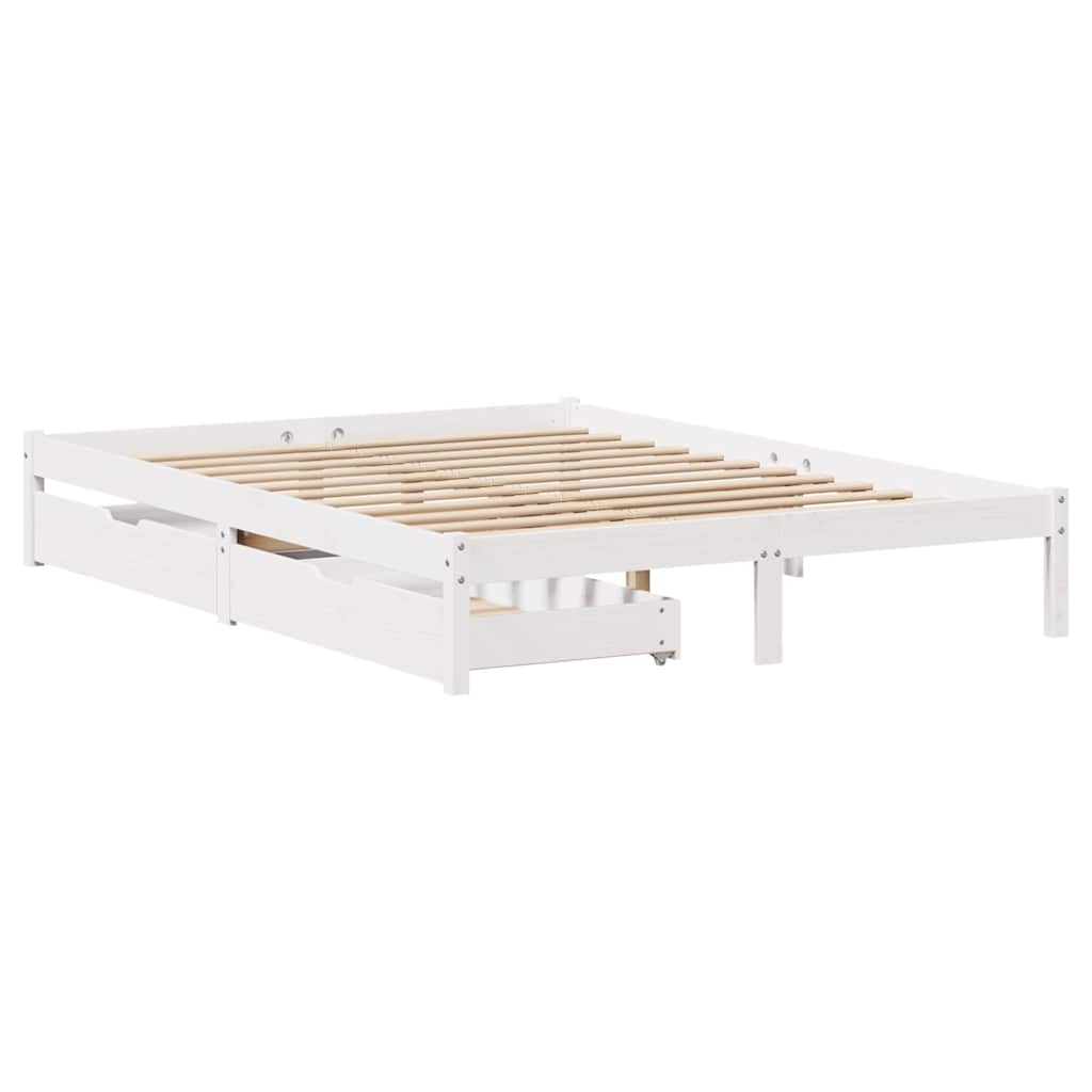 vidaXL Bed Frame without Mattress White 135x190 cm Solid Wood Pine 3