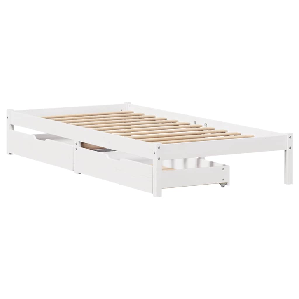 vidaXL Bed Frame without Mattress White 90x200 cm Solid Wood Pine 3