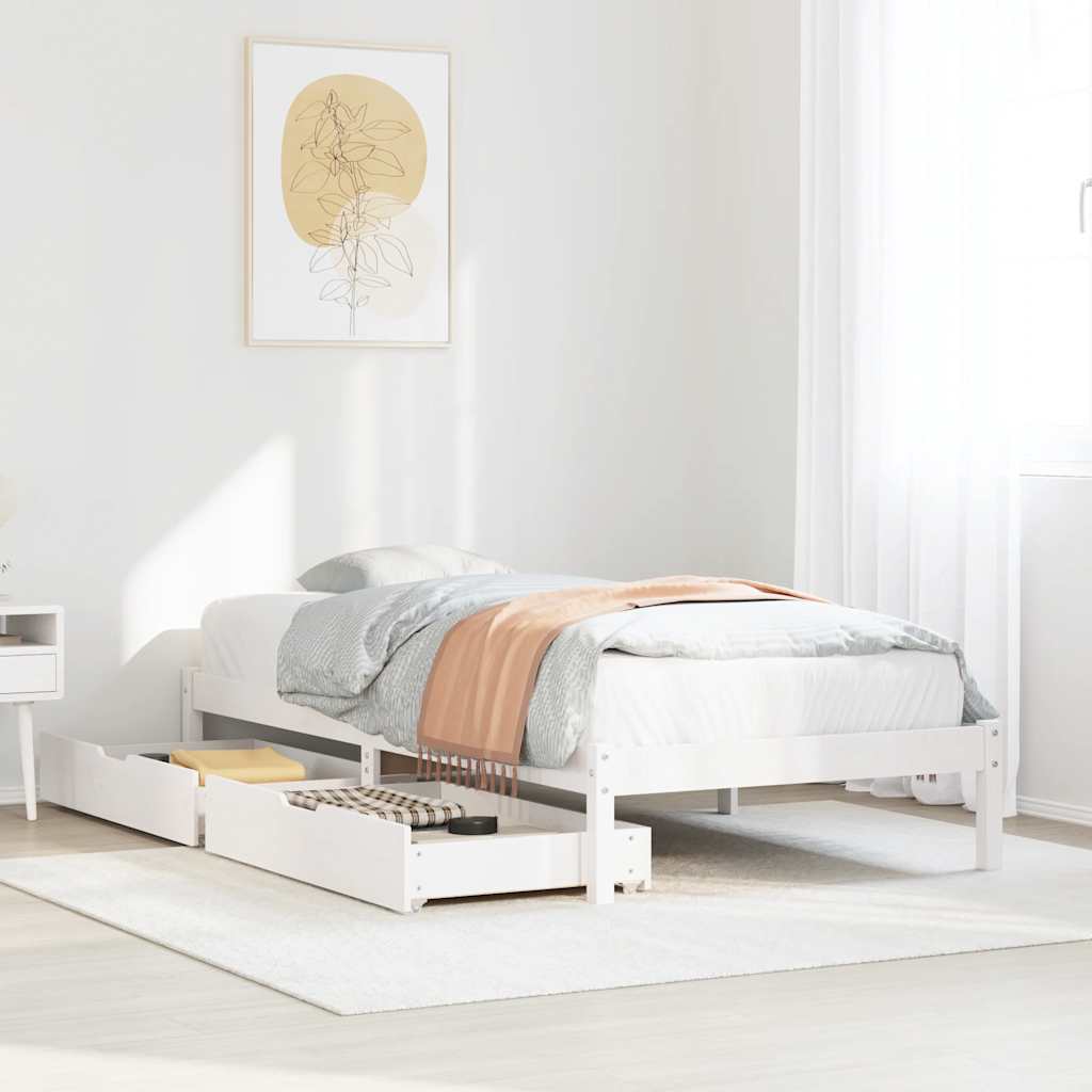 vidaXL Bed Frame without Mattress White 90x200 cm Solid Wood Pine 1