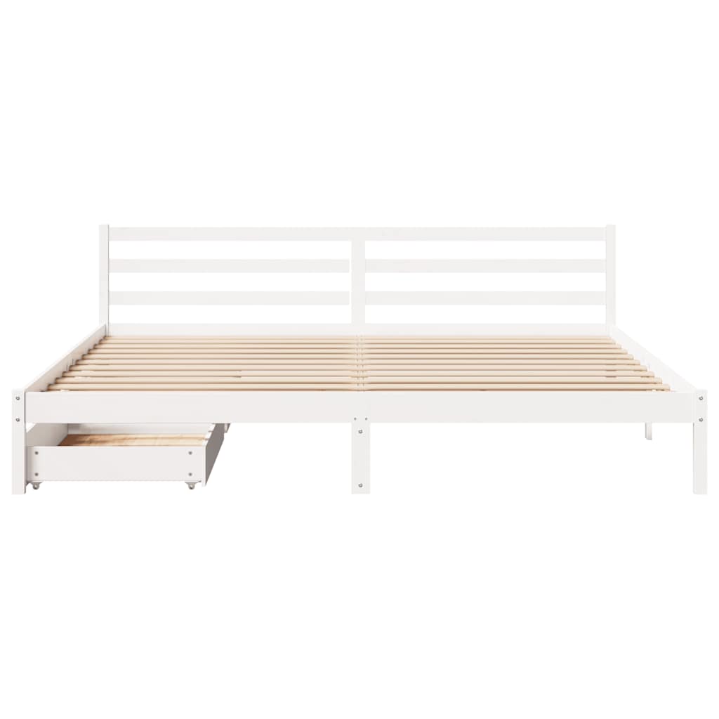 vidaXL Bed Frame without Mattress White 200x200 cm Solid Wood Pine 4