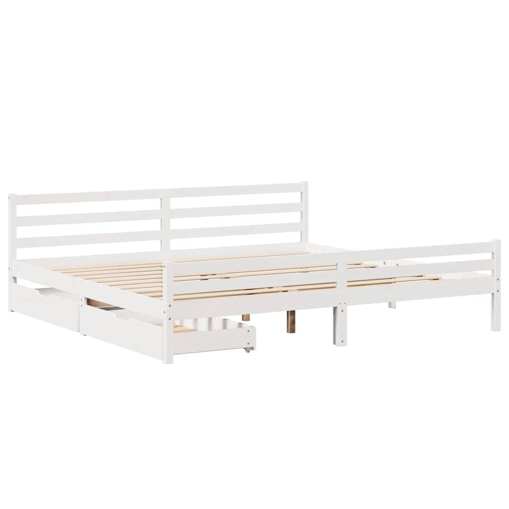 vidaXL Bed Frame without Mattress White 200x200 cm Solid Wood Pine 3