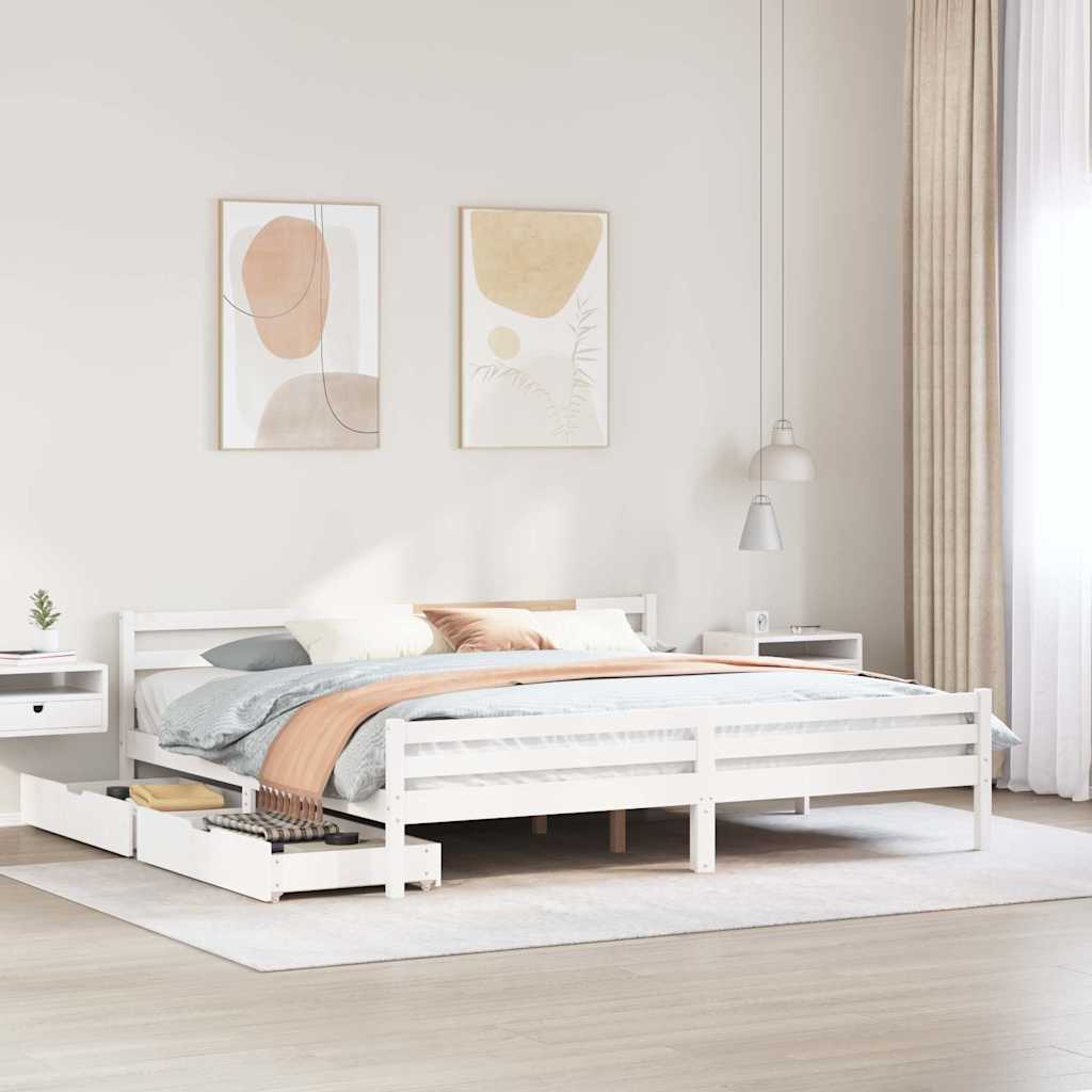 vidaXL Bed Frame without Mattress White 200x200 cm Solid Wood Pine 1
