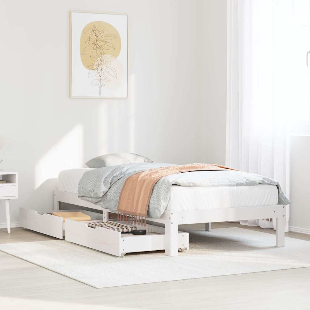 vidaXL Bed Frame with Drawers without Mattress White 90x200 cm 1