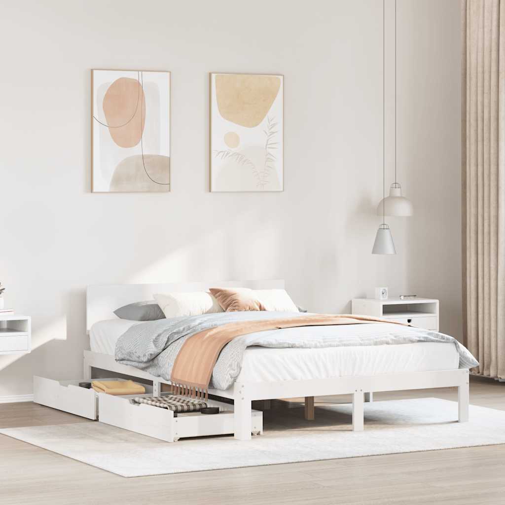 Bed Frame with Drawers without Mattress 140 x 200 cm