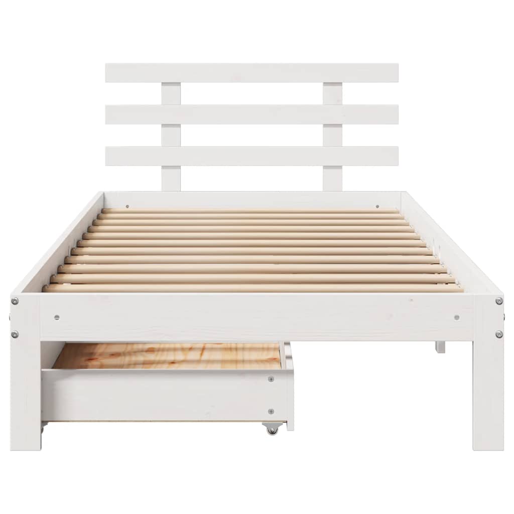vidaXL Bed Frame with Drawers without Mattress White90x200 cm 4