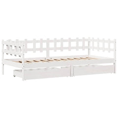Daybed with Drawers without Mattress White Solid Wood 90 cm 190 cm
