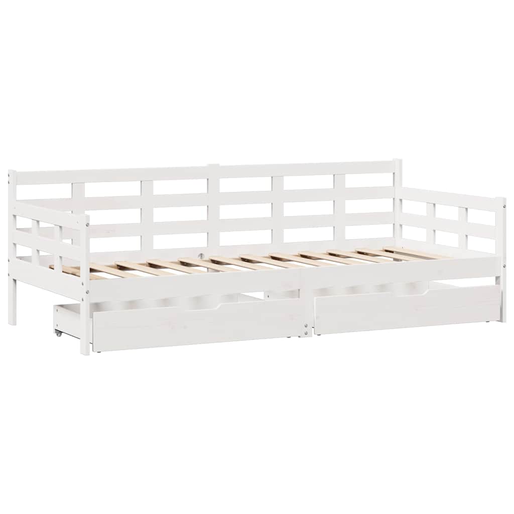vidaXL Daybed with Drawers without Mattress White 90x190 cm Solid Wood 3