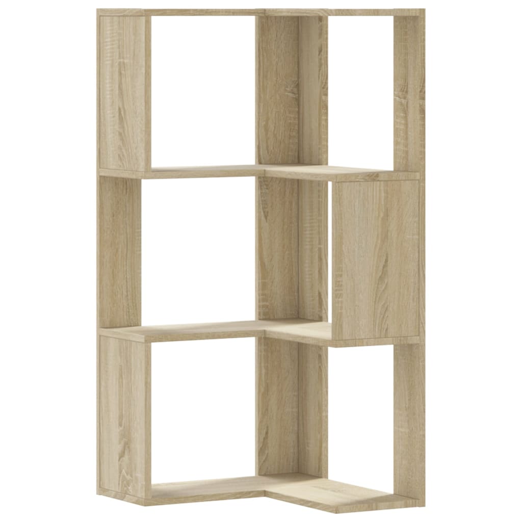 Corner Bookcase 3-Tier Engineered Wood