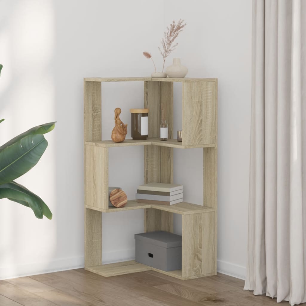 Corner Bookcase 3-Tier Engineered Wood