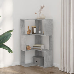 vidaXL Corner Bookcase 3-Tier Concrete Grey 50x50x102 cm Engineered Wood 3