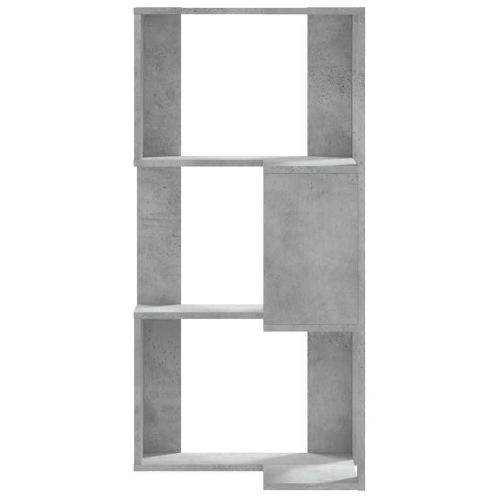 vidaXL Corner Bookcase 3-Tier Concrete Grey 50x50x102 cm Engineered Wood 4