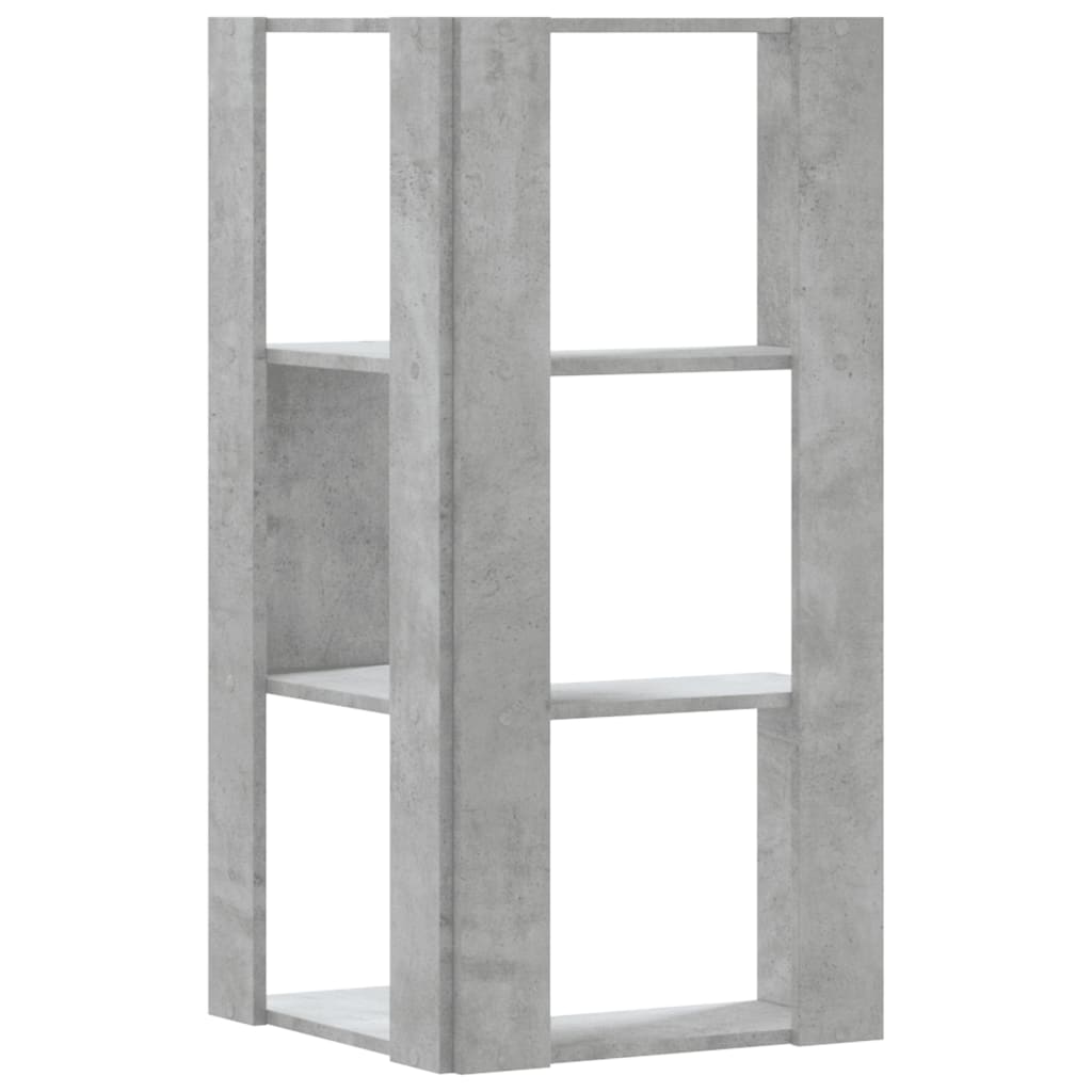 vidaXL Corner Bookcase 3-Tier Concrete Grey 50x50x102 cm Engineered Wood 6