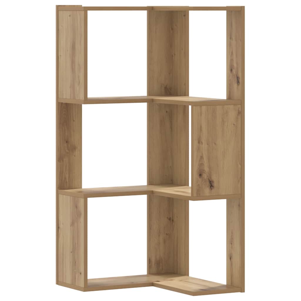 vidaXL Corner Bookcase 3-Tier Artisian Oak 50x50x102 cm Engineered Wood 2