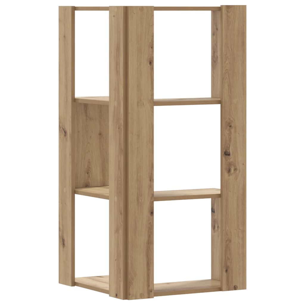 vidaXL Corner Bookcase 3-Tier Artisian Oak 50x50x102 cm Engineered Wood 6