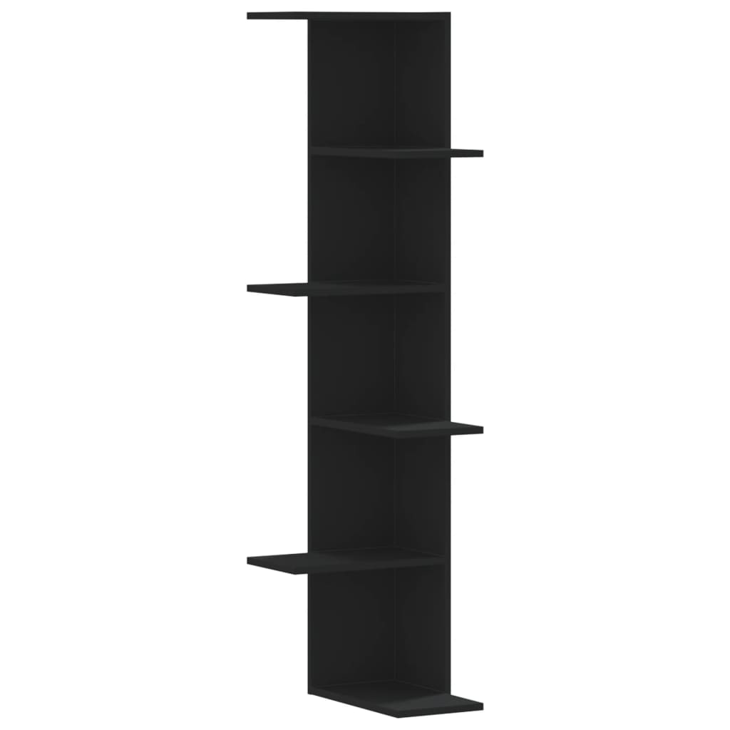 vidaXL Wall Corner Shelf Black 36.5x36.5x140 cm Engineered Wood 2