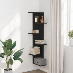 vidaXL Wall Corner Shelf Black 36.5x36.5x140 cm Engineered Wood 3