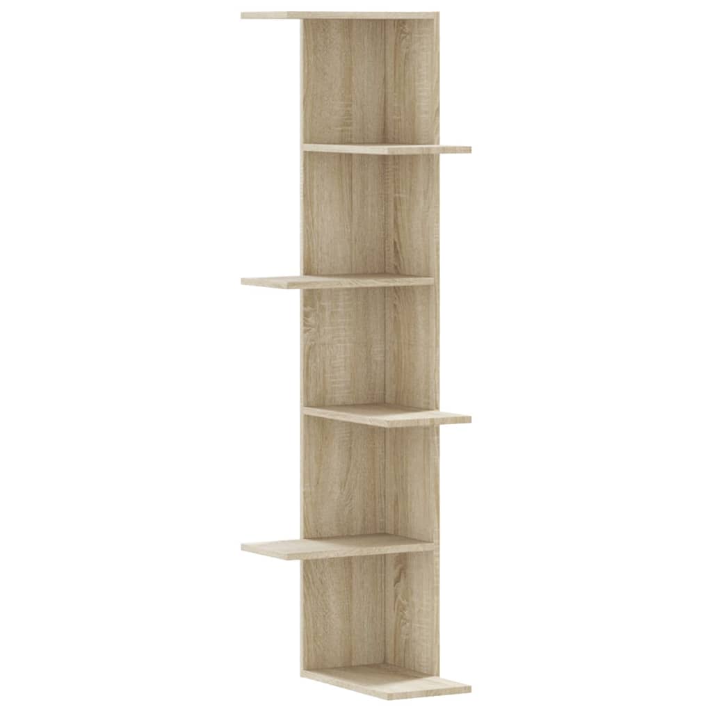 vidaXL Wall Corner Shelf Sonoma Oak 36.5x36.5x140 cm Engineered Wood 2