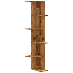 vidaXL Wall Corner Shelf Old Wood 36.5x36.5x140 cm Engineered Wood 2