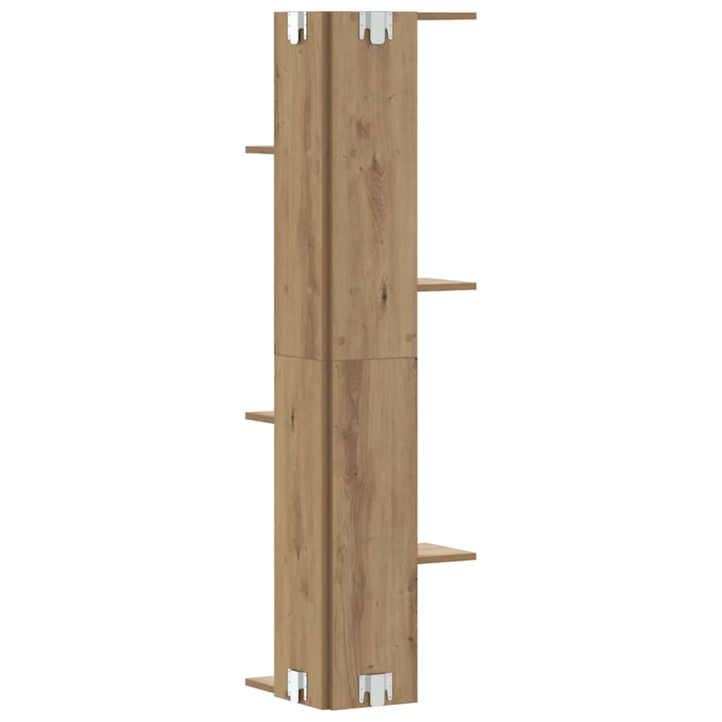 vidaXL Wall Corner Shelf Artisian Oak 36.5x36.5x140 cm Engineered Wood 6