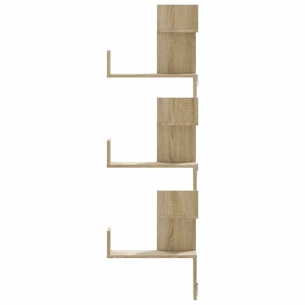 vidaXL Wall Corner Shelf Sonoma Oak 45x45x147 cm Engineered Wood 4