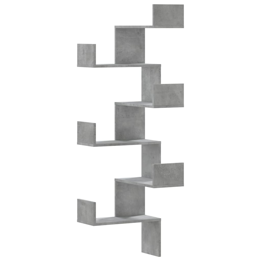 vidaXL Wall Corner Shelf Concrete Grey 45x45x147 cm Engineered Wood 2